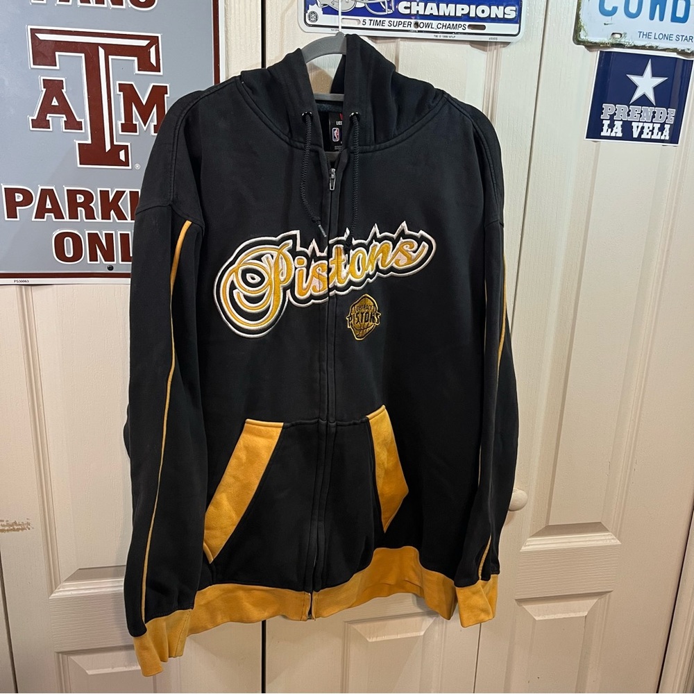 Rare Black & Gold Detroit Pistons Zip Up Hoodie Sweatshirt